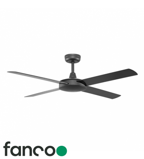 Fanco Eco Silent Deluxe 4 Blade 52" DC Ceiling Fan with DC Wall Control in Black
